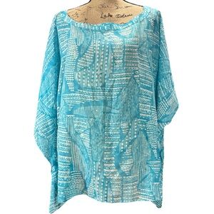 Chico’s EC Sheer oversize pullover poncho or swimsuitt coverup    Size S/M